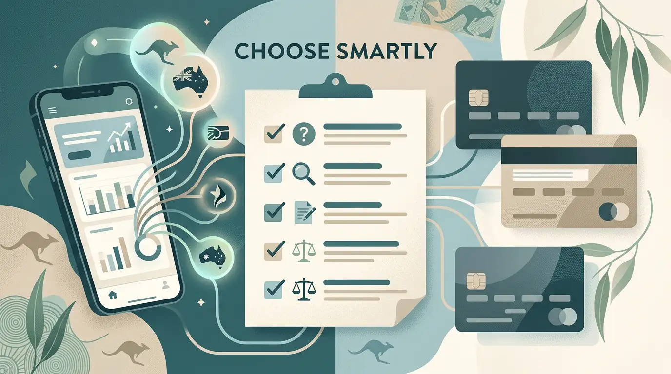 Editorial illustration of Australian dollars and digital payment choices